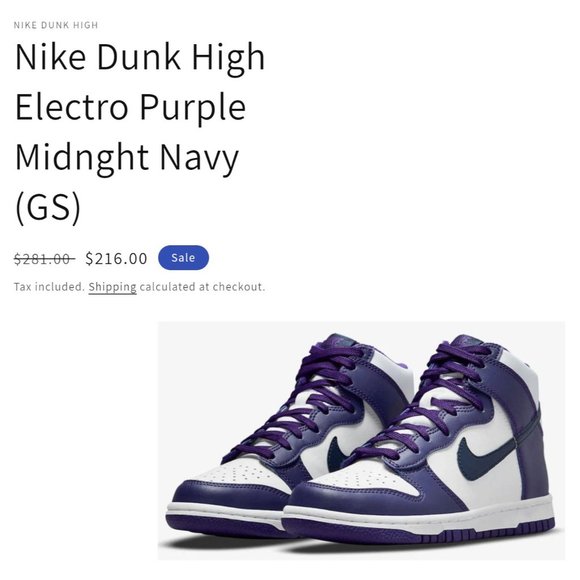 Nike Dunk High GS Electro Purple/Midnight Navy - NEW - Picture 5 of 12